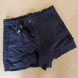 J. Crew High-Waisted Navy Blue Ruffle Detail Shorts